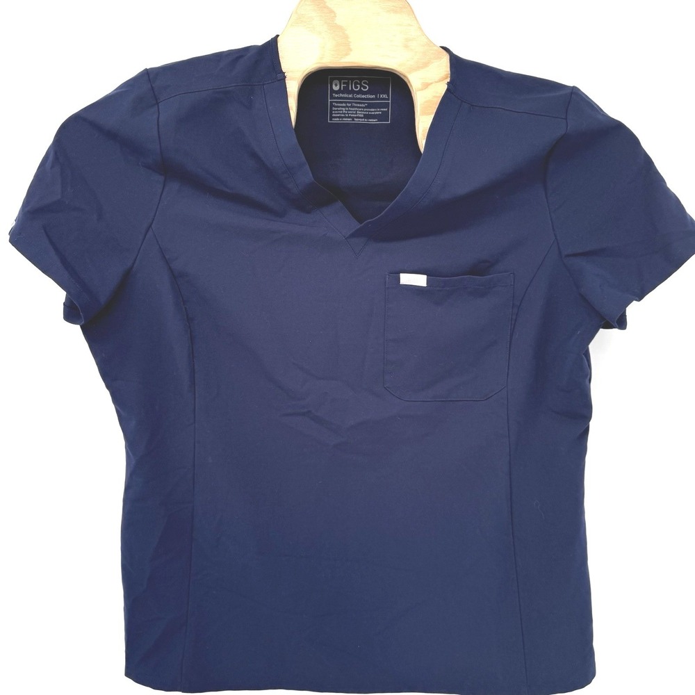 FIGS Scrub‎ Top Women XXL Navy Blue V-Neck Technical Collection W22SW1014